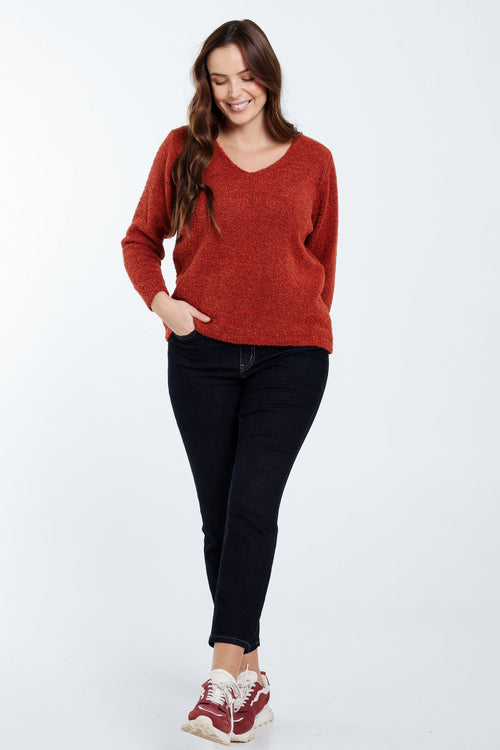 Schlichter Pullover aus Schlingenstrick-Paprika-7