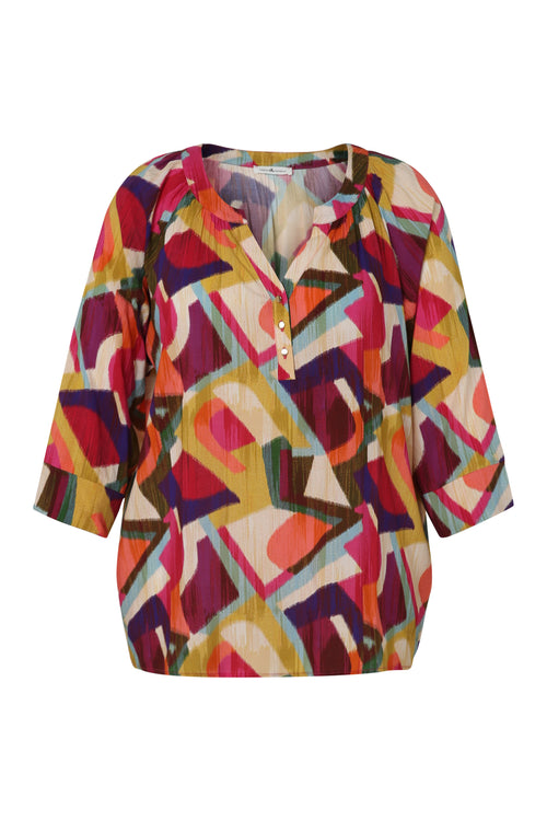 Bluse aus Viskose mit grafischem Muster-Paprika-10