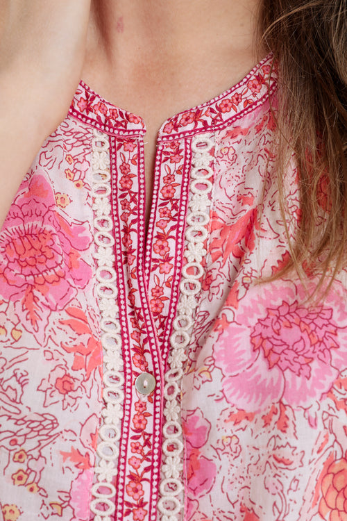 Baumwollbluse mit indischen Blumenmuster-Paprika-6