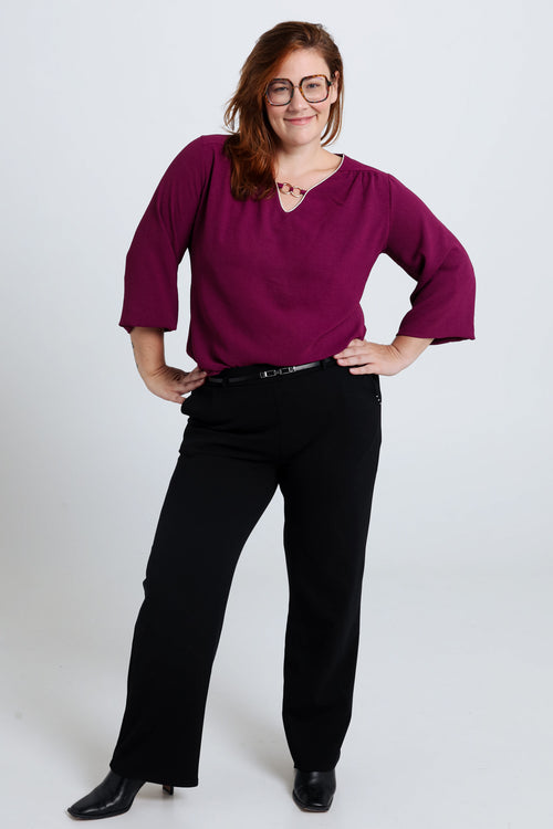 Unifarbene Palazzohose mit verstellbaren Seiten-Paprika-6