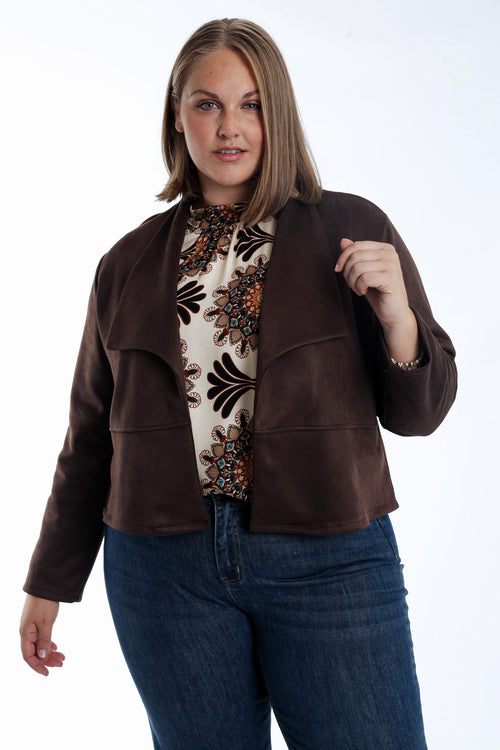 Jacke aus einfarbigem Wildlederimitat-Paprika-1