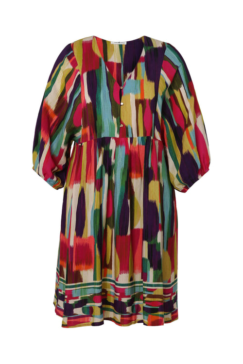 Kleid aus Viskose mit grafischem Muster-Paprika-10