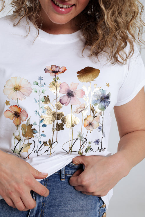 T-Shirt aus Baumwolle mit floralem Druck und Folie-Paprika-5