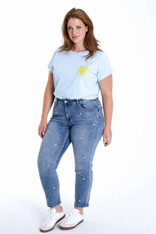 Louise Slim-Jeans 7/8 mit Kleeblattstickerei-Paprika-10