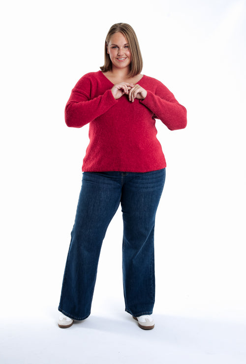Pullover mit einfarbiger Alpakawolle-Paprika-7
