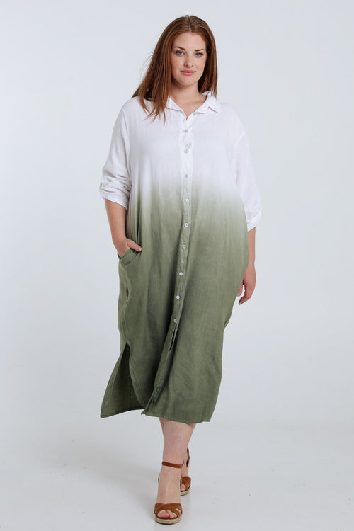 Kleid aus Leinen und Viskose mit Batikmuster-Paprika-9