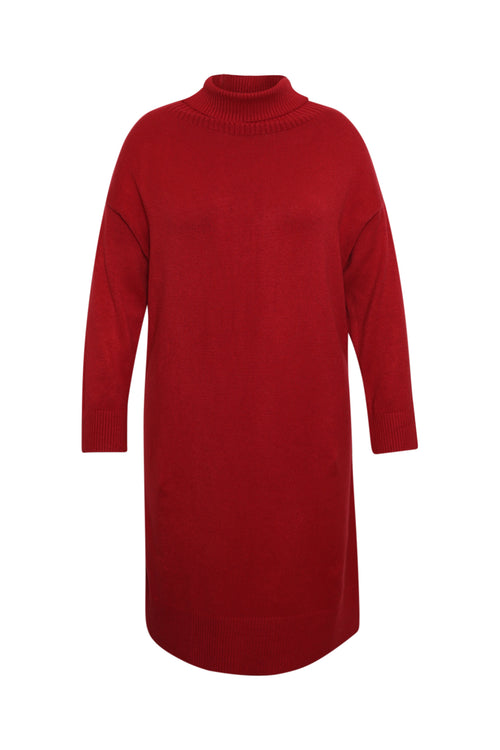 Einfarbiger Strickkleid-Paprika-9