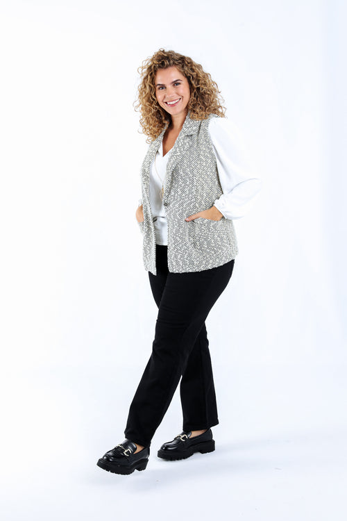 Blazer sans manches à motif chevrons-Paprika-7