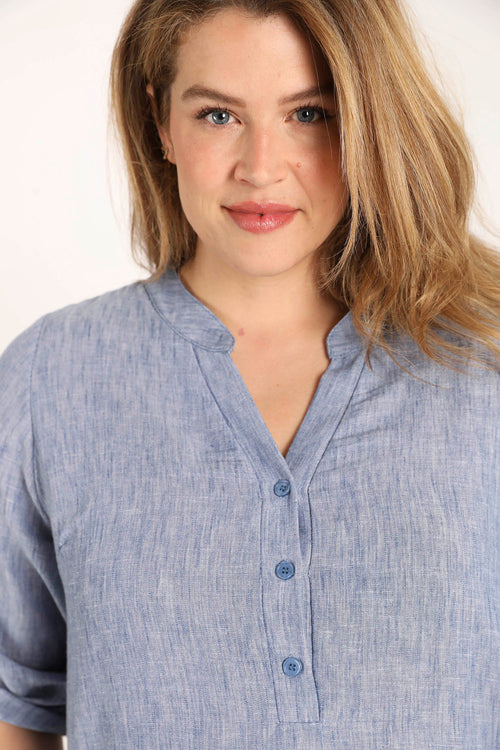 Uni melierte Bluse-Paprika-2