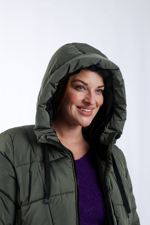 Uni langer Daunenmantel-Paprika-8