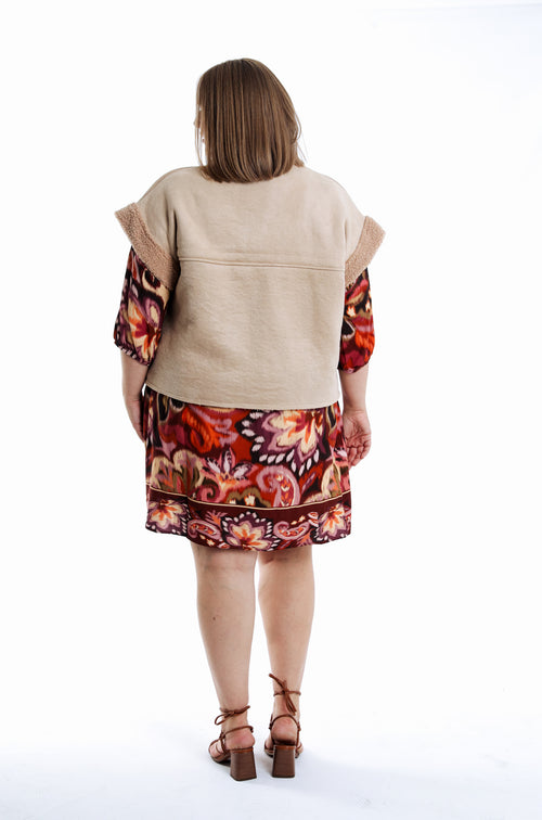 Gilet effet peau de mouton uni-Paprika-2