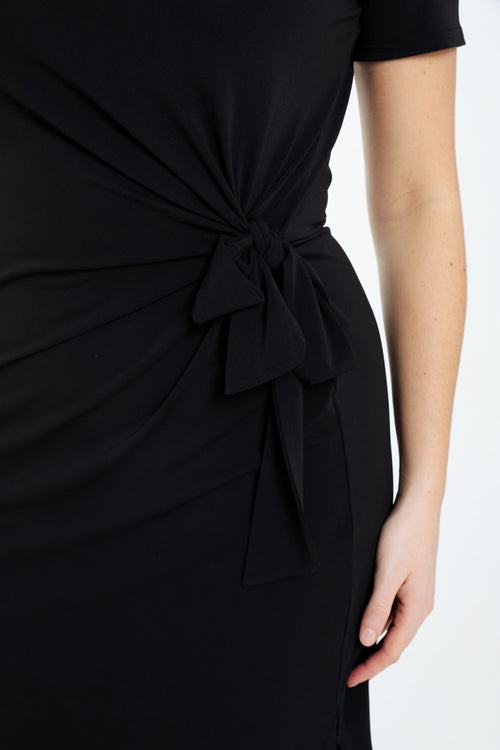 Schlichtes Strickkleid mit Schleife-Paprika-3