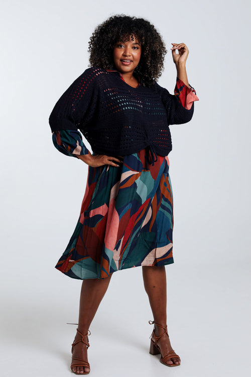 Kurzer, unifarbener Pullover aus Viskose-Paprika-8