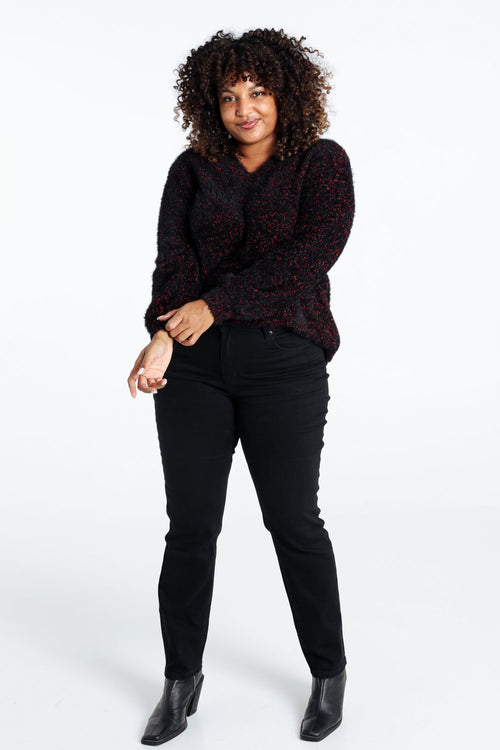 Schlichter Popcorn-Strickpullover-Paprika-9