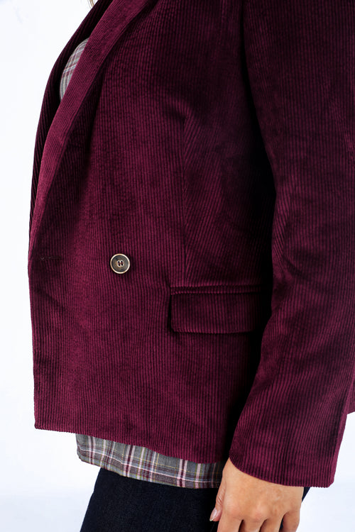 Unifarbener Cordblazer-Paprika-4