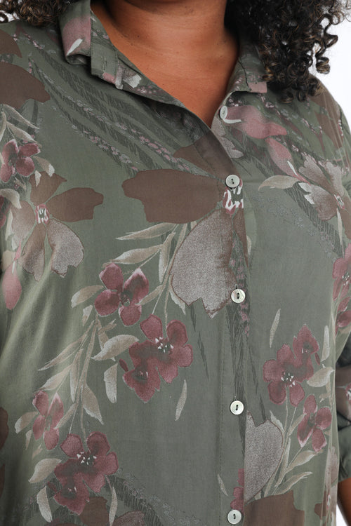 Bedrucktes Lyocell-Hemd mit Blumenmuster-Paprika-5