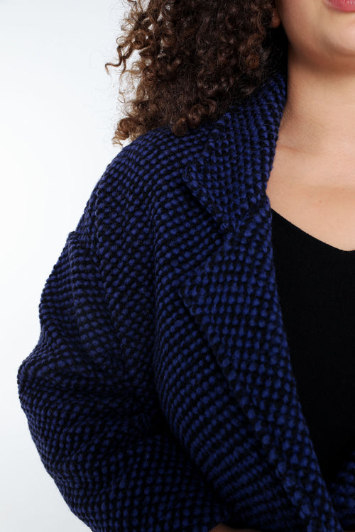 Kurze, unifarbene Jacke aus gesprenkeltem Stoff mit Wolle-Paprika-4