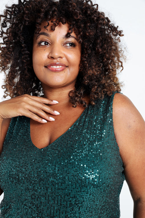 Unifarbenes, gerade geschnittenes Top mit Pailletten-Paprika-5