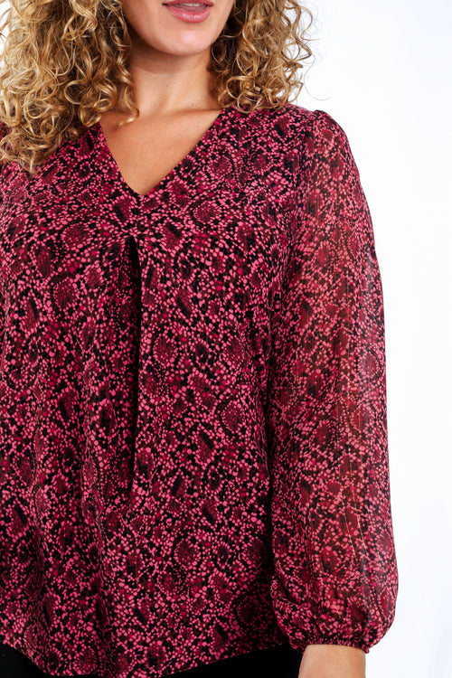 T-Shirt aus Voile mit Schlangenledermusterdruck-Paprika-4