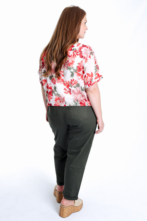 Bluse aus Viskose mit floralem Print zum Binden-Paprika-2