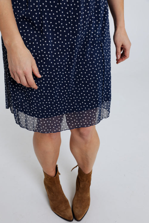 Kleid aus plissiertem Voile mit Punkteprint-Paprika-5
