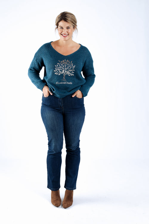 Pullover mit Lebensbaum-Motiv-Paprika-6