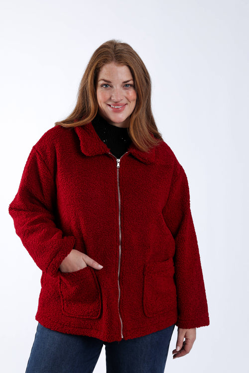 Manteau teddy uni-Paprika-3