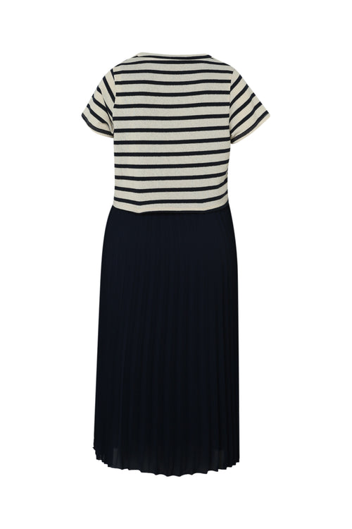 2-in-1-Kleid mit Marine-Streifen und plissiertem Rock-Paprika-11