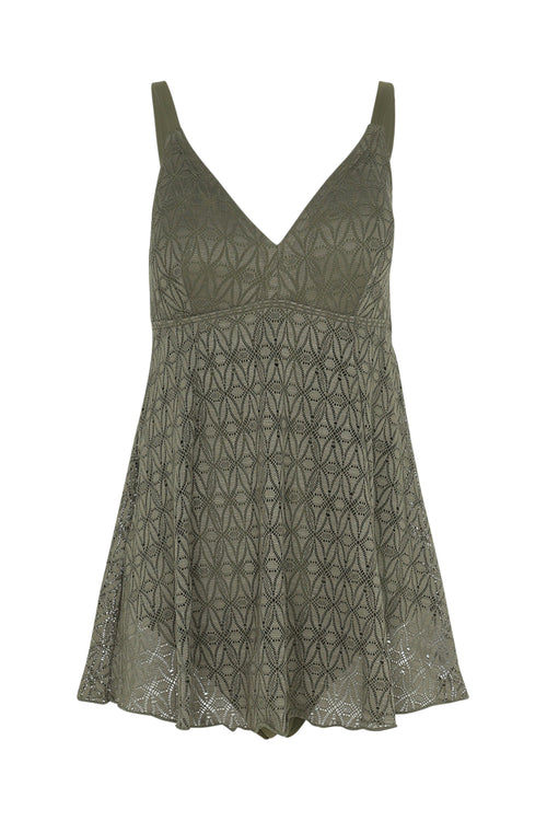 Kurzes Strandkleid aus Spitze mit eingearbeitetem Bikinihöschen-Paprika-10