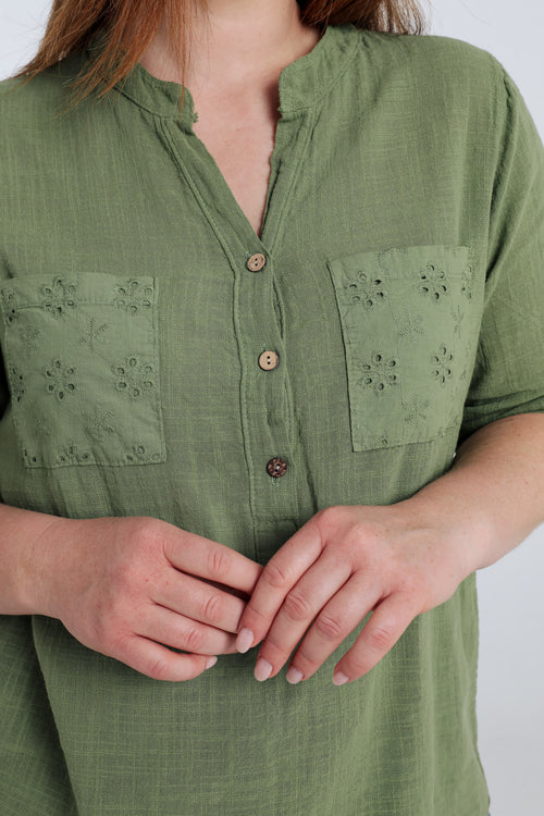 Bluse aus einfarbigem Baumwollvoile-Paprika-5