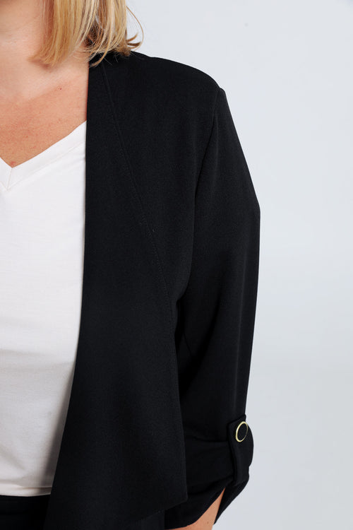 Kurze, unifarbene, offene Jacke mit Ärmeln zum Hochkrempeln-Paprika-3