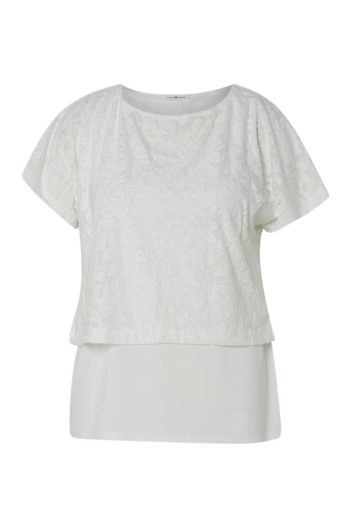 T-Shirt 2 in 1 uni aus Netzstoff-Paprika-1