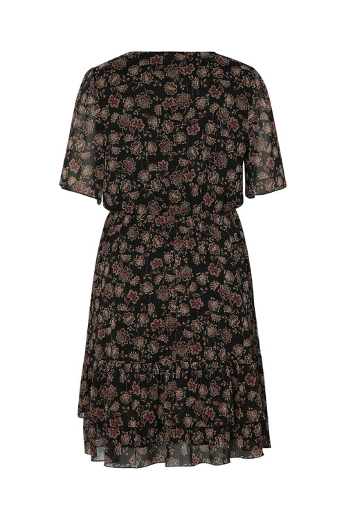 Kurzes Kleid aus bedrucktem Blumenvoile-Paprika-11