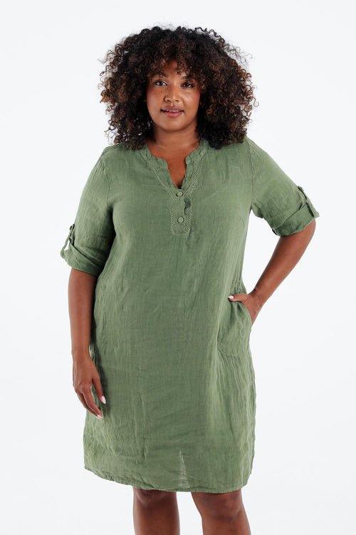 Leinen-Tunika-Kleid uni-Paprika-3
