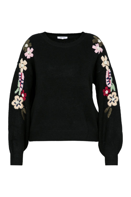 Einfarbiger Pullover mit Stickeffekt an den Ärmeln-Paprika-11