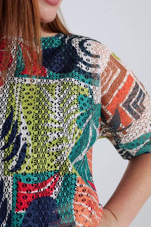 Langes 2-in-1-Kleid mit Blumenmuster-Paprika-4