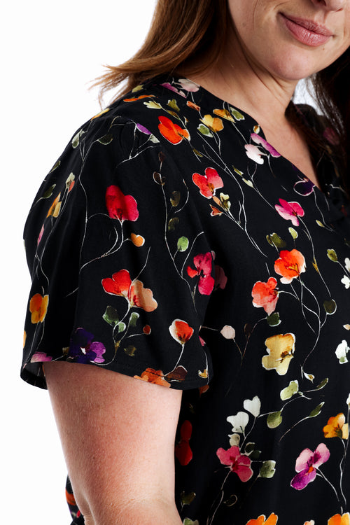 Bluse aus Viskose mit Blumenmuster-Paprika-6