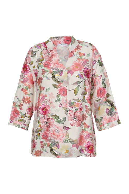 Bluse aus bedrucktem Viskose mit Blumenmuster-Paprika-8