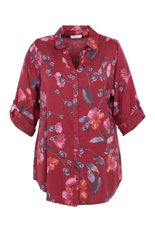 Chemise imprimé floral avec strass-Paprika-10