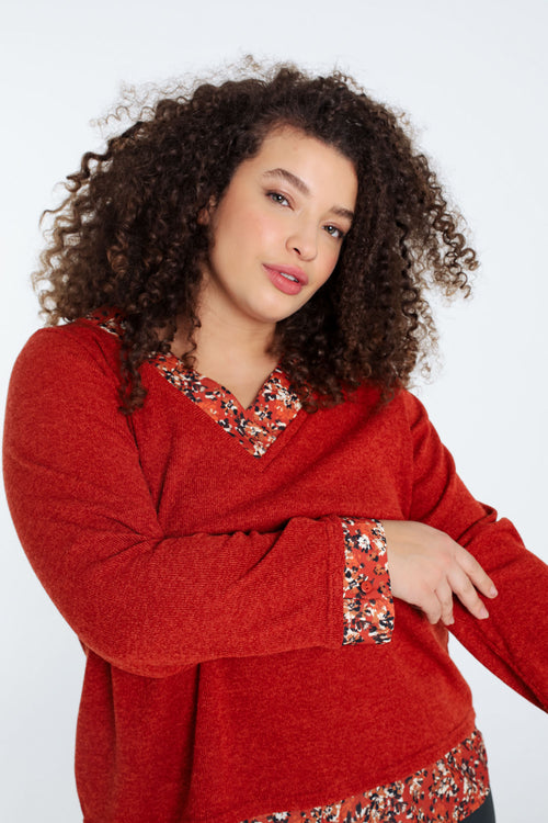 2-in-1-T-Shirt mit Blumendruck-Paprika-6