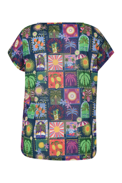 Druck-T-Shirt mit Dschungel- und Tropenmuster-Paprika-11
