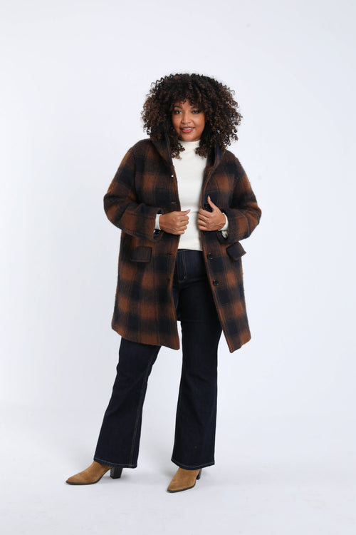 Karierter Wollmantel mit Kapuze-Paprika-9