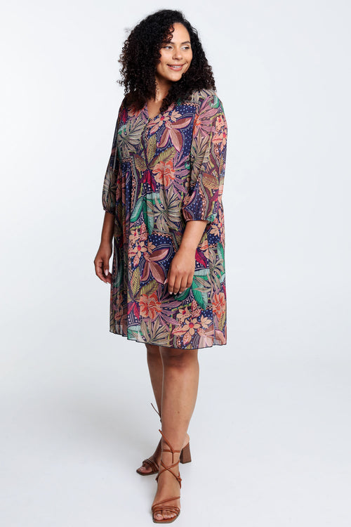 Kurzes Plisseekleid mit Aufdruck-Paprika-7