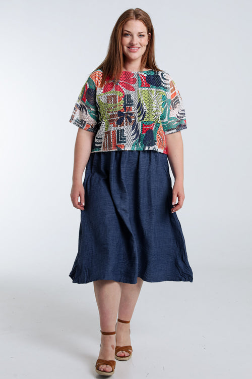 Langes 2-in-1-Kleid mit Blumenmuster-Paprika-9
