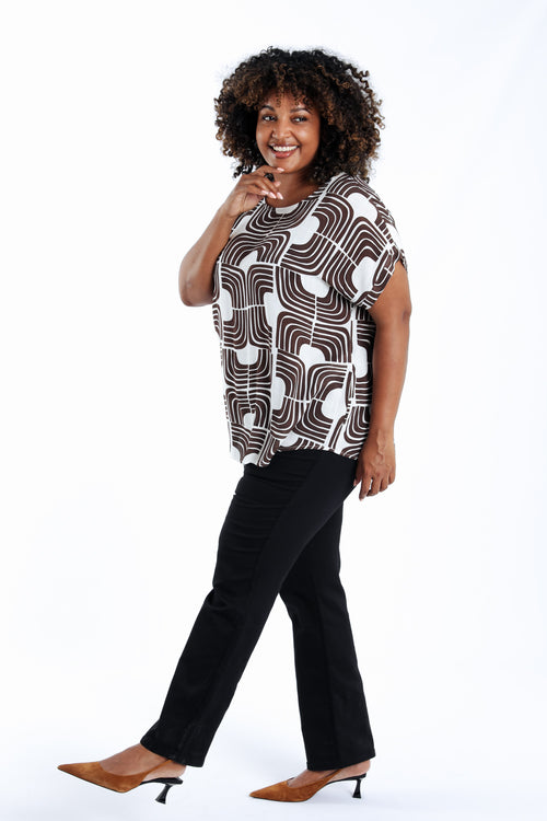 Bluse aus Viskose mit zweifarbigem grafischem Druck-Paprika-8