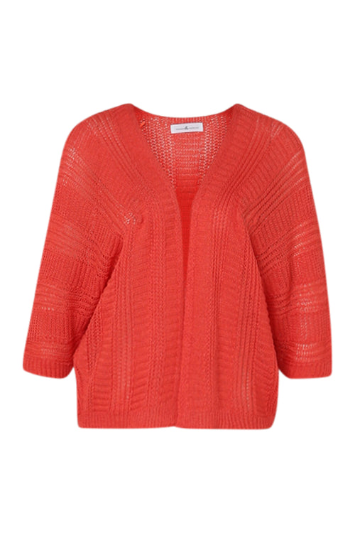 Einfarbige Lochstrickweste-Paprika-10