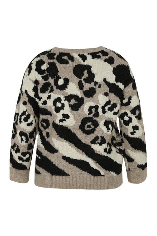 Pull imprimé peau de bête détail sequins-Paprika-12