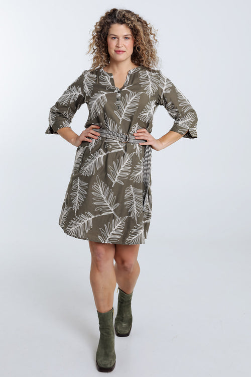 Tunika-Kleid aus Baumwolle mit Blumenmuster-Paprika-7
