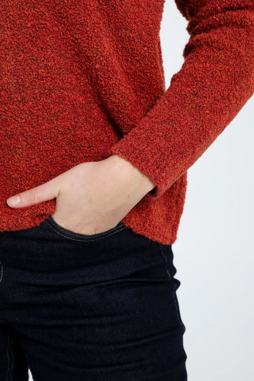 Schlichter Pullover aus Schlingenstrick-Paprika-5