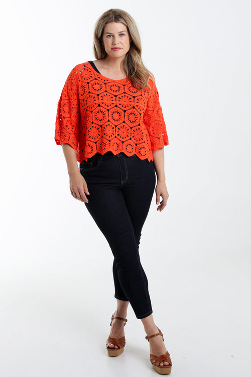 Einfarbiger Häkelpullover-Paprika-7